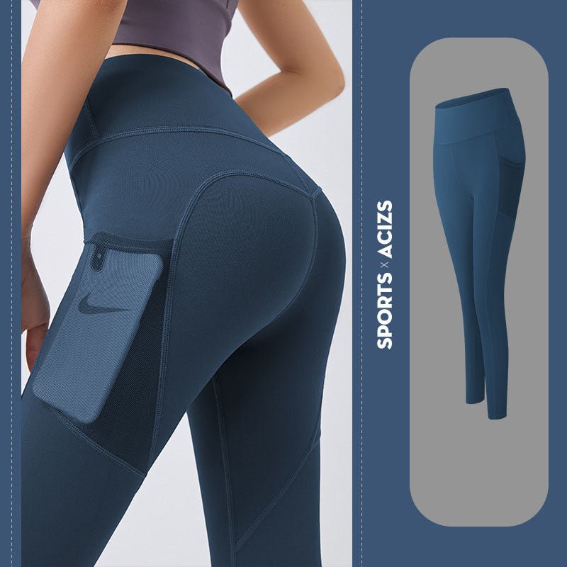 High-Waist Yoga Leggings with Pocket – Tummy Control - @BlackWhite