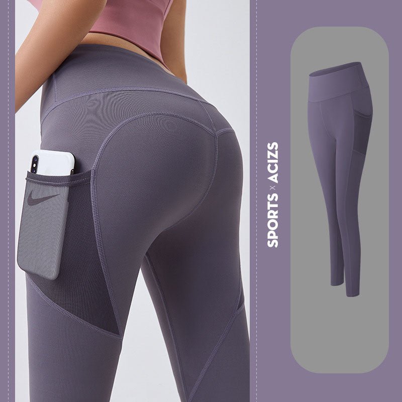 High-Waist Yoga Leggings with Pocket – Tummy Control - @BlackWhite