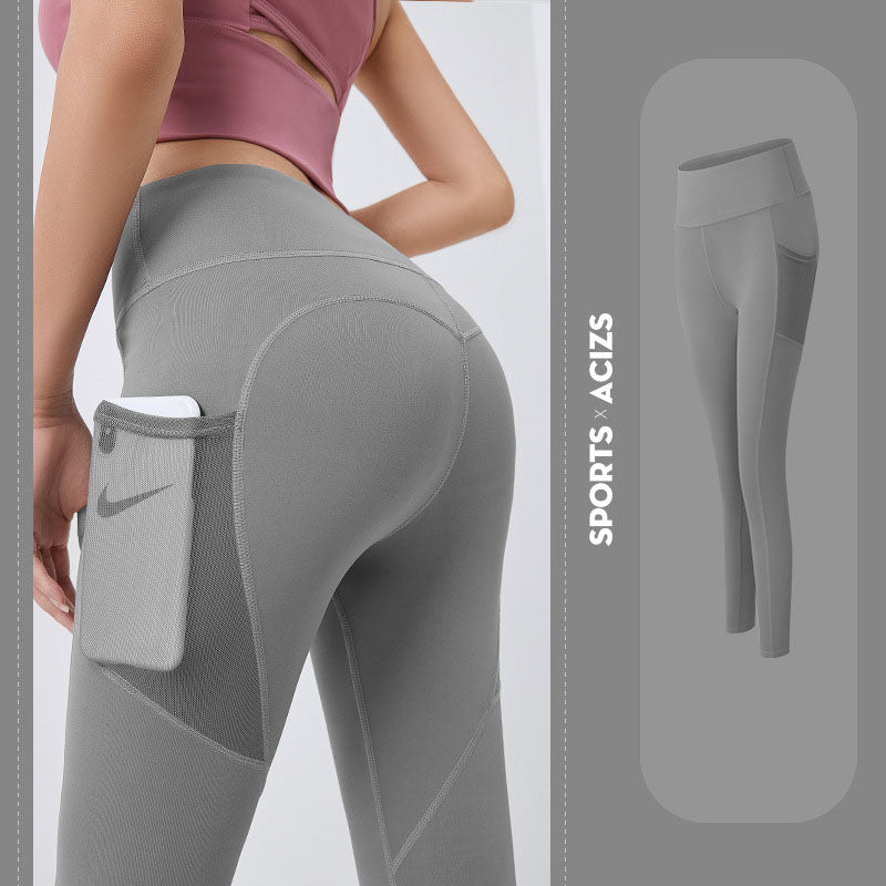 High-Waist Yoga Leggings with Pocket – Tummy Control - @BlackWhite