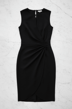 Knotted Cross-Front Midi Dress – Elegant & Timeless - @BlackWhite