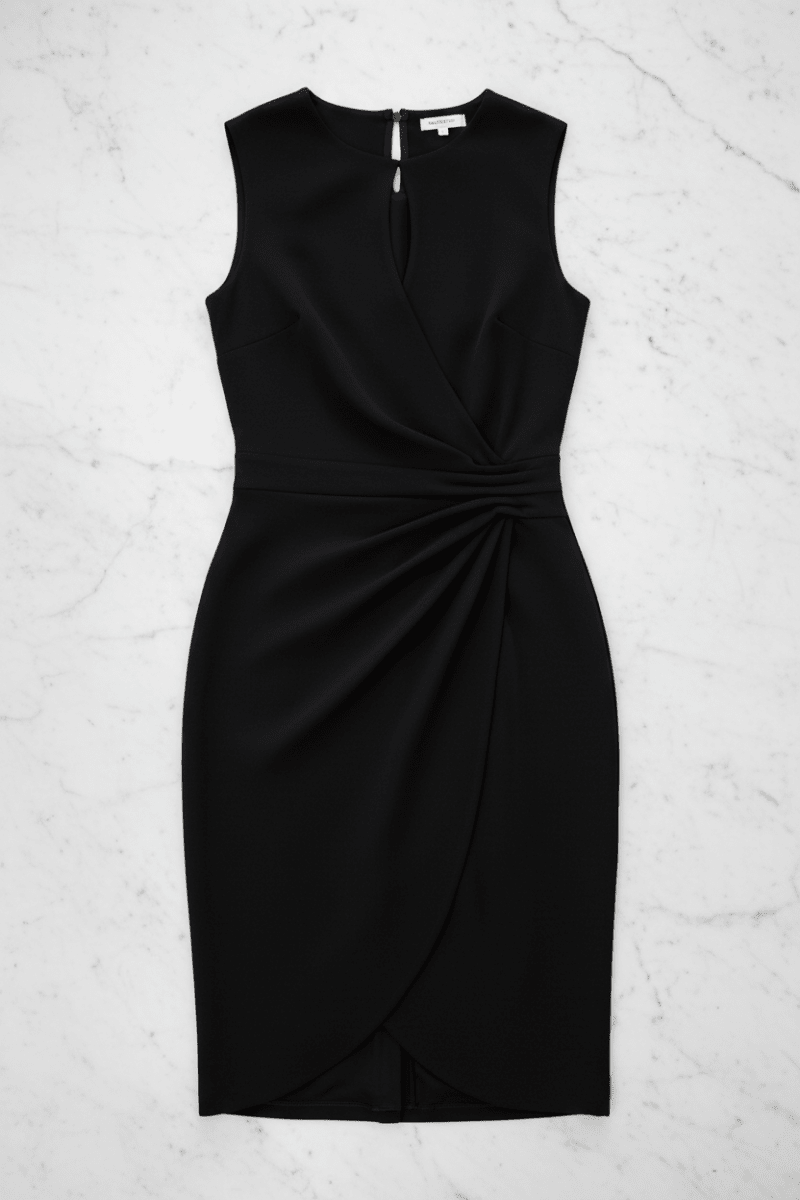 Knotted Cross-Front Midi Dress – Elegant & Timeless - @BlackWhite