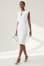 Knotted Cross-Front Midi Dress – Elegant & Timeless - @BlackWhite