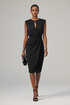 Knotted Cross-Front Midi Dress – Elegant & Timeless - @BlackWhite