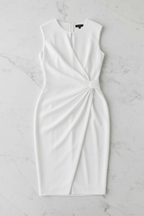 Knotted Cross-Front Midi Dress – Elegant & Timeless - @BlackWhite