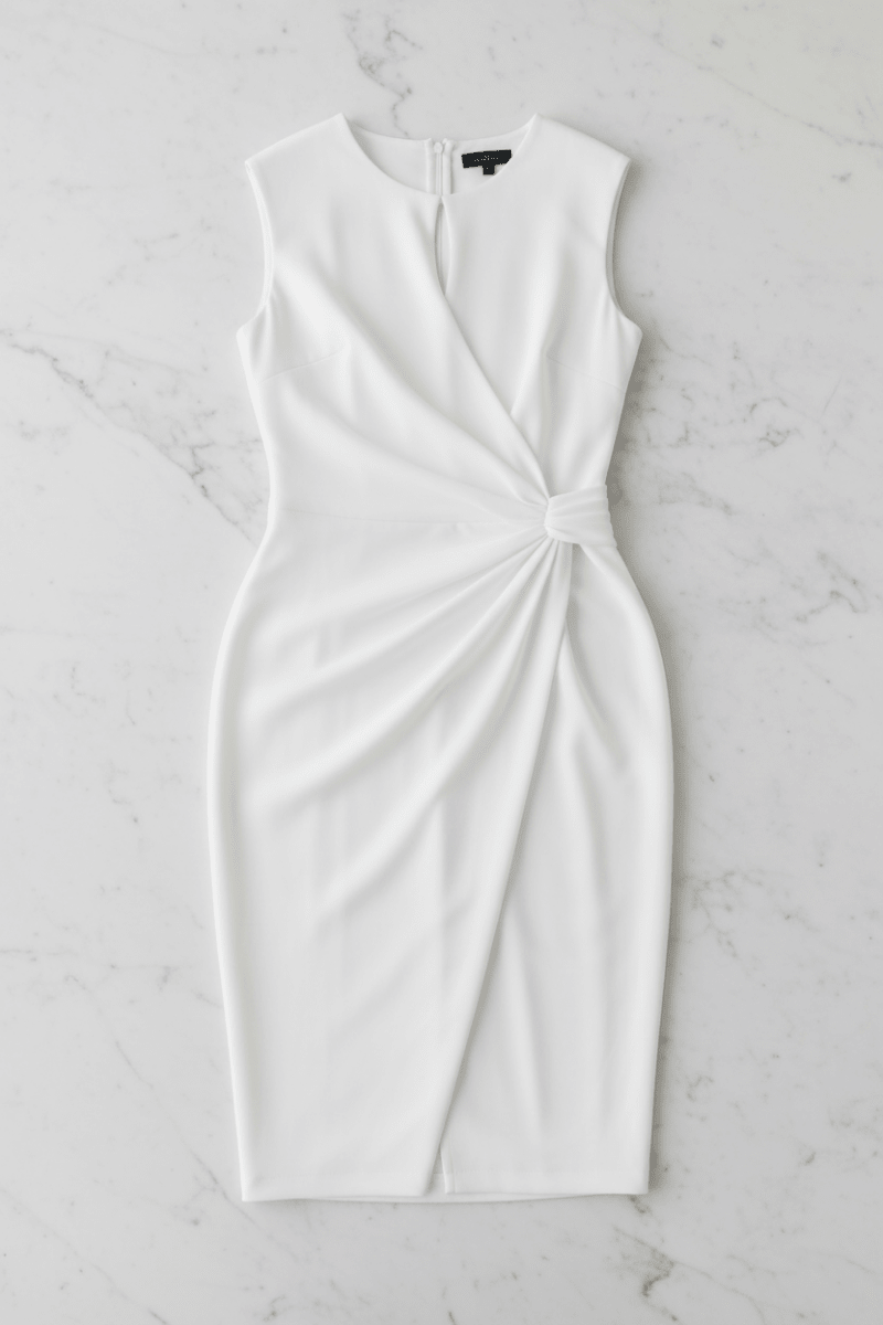 Knotted Cross-Front Midi Dress – Elegant & Timeless - @BlackWhite