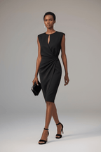 Knotted Cross-Front Midi Dress – Elegant & Timeless - @BlackWhite