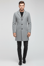 Men's Solid Colour Wool-Blend Coat – Smart Casual Style - @BlackWhite