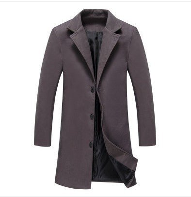 Men's Solid Colour Wool-Blend Coat – Smart Casual Style - @BlackWhite