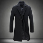 Men's Solid Colour Wool-Blend Coat – Smart Casual Style - @BlackWhite