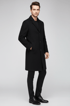 Men's Solid Colour Wool-Blend Coat – Smart Casual Style - @BlackWhite
