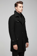 Men's Wool-Blend Jacket – Elegant Cold-Resistant Coat - @BlackWhite