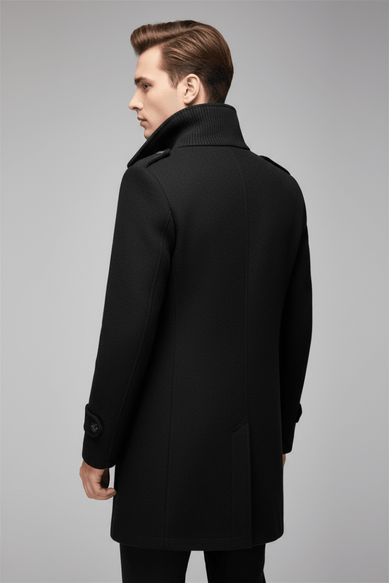 Men's Wool-Blend Jacket – Elegant Cold-Resistant Coat - @BlackWhite