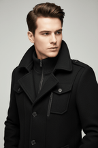 Men's Wool-Blend Jacket – Elegant Cold-Resistant Coat - @BlackWhite