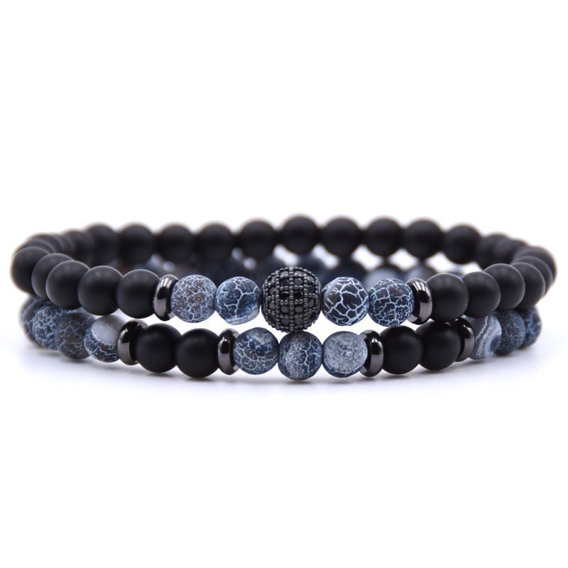 Detail close-up of multicolor beaded bracelet featuring natural stones and micro-inlaid zircon.