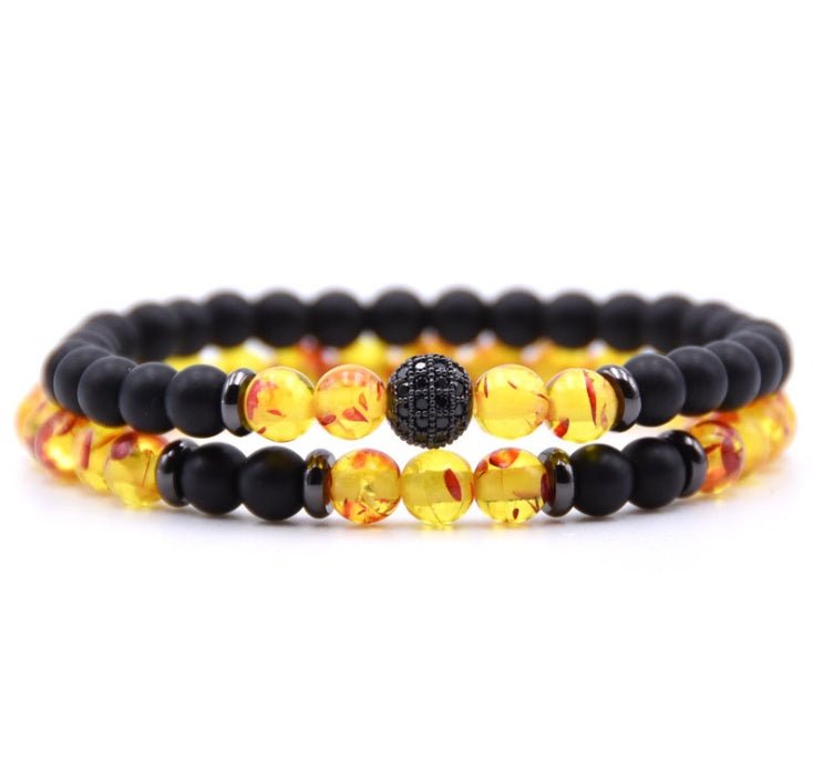 Detail close-up of multicolor natural stone beaded bracelet with micro-inlaid zircon, perfect for a stylish minimalist look.