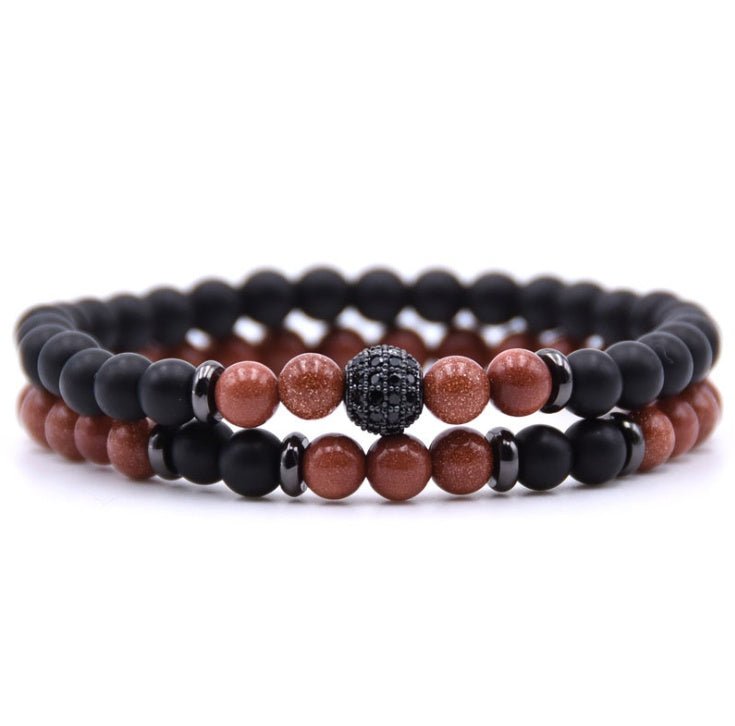 Detail close-up of multicolor natural stone beaded bracelet with micro-inlaid zircon, ideal for enhancing a minimalist war…