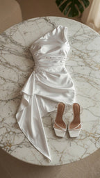 One-Shoulder Backless Mini Dress – Sleek & Sexy Party Look - @BlackWhite