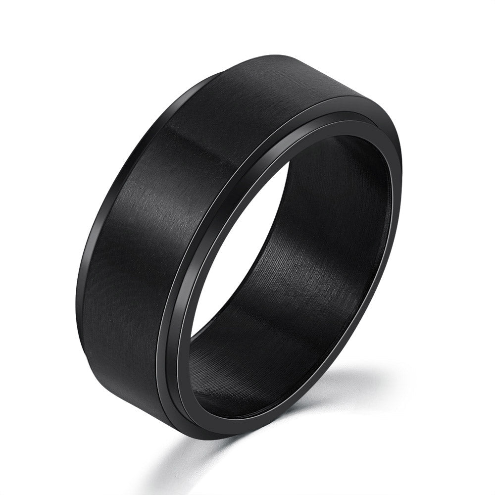 Lifestyle shot of the blue titanium ring worn on hand, highlighting hip-hop style.
