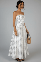 Polka Dot Strapless Maxi Dress – Black & White - @BlackWhite
