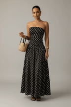 Polka Dot Strapless Maxi Dress – Black & White - @BlackWhite