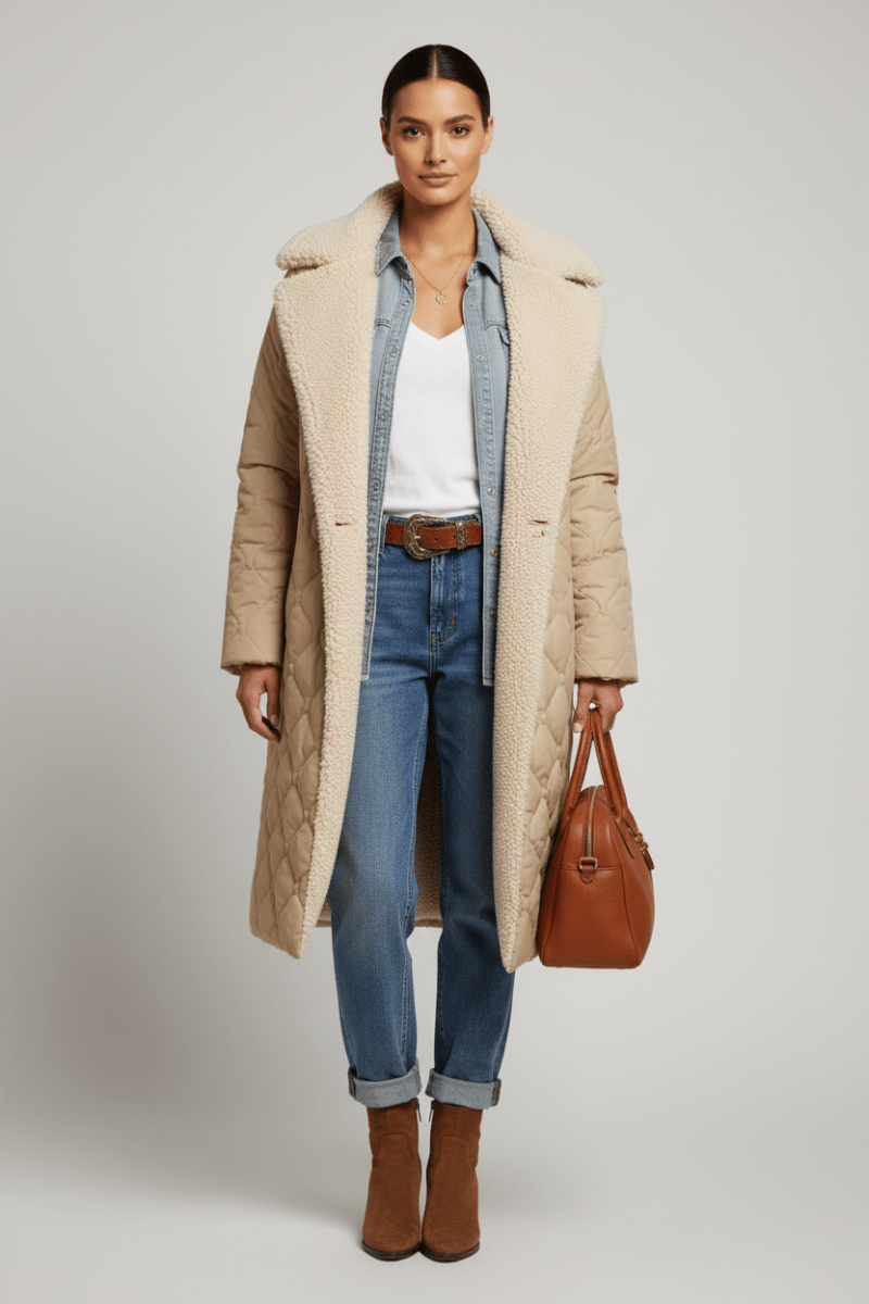 Reversible Hooded Long Coat – Black & Apricot - @BlackWhite