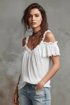 Ruffled Off-Shoulder Blouse Top – Black & White - @BlackWhite