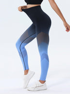 Seamless Gradient Yoga Leggings – High Waist & Hip Lift - @BlackWhite
