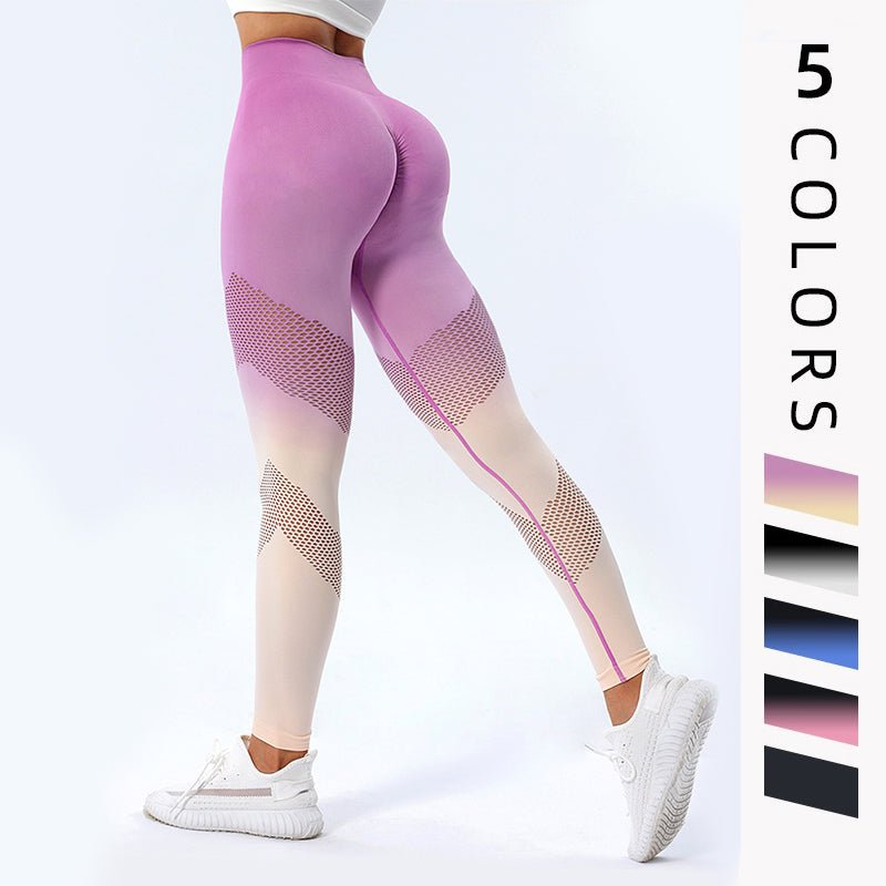 Seamless Gradient Yoga Leggings – High Waist & Hip Lift - @BlackWhite