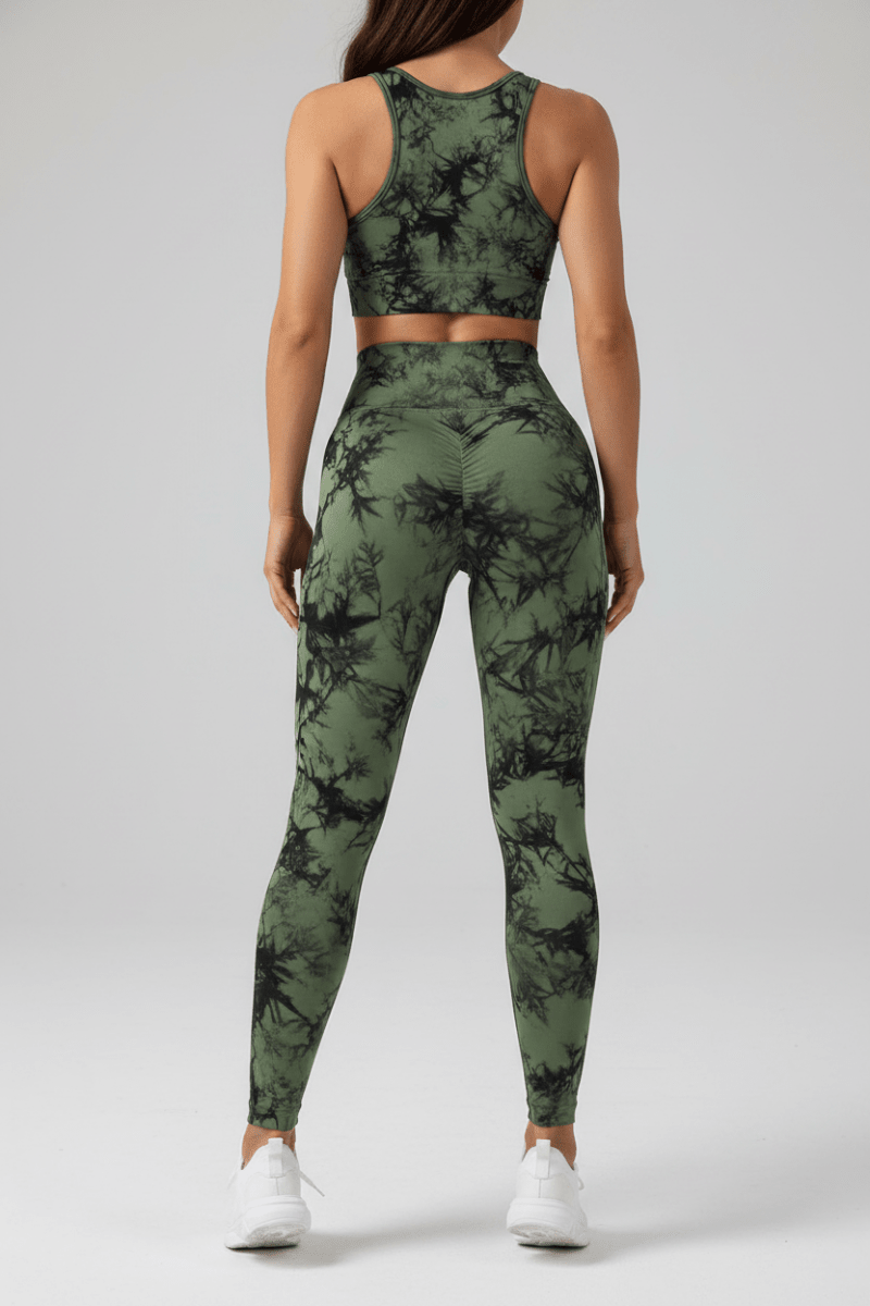 Seamless Tie-Dye Leggings Women – Push-Up Yoga Pants - @BlackWhite