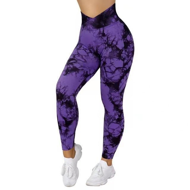 Seamless Tie-Dye Leggings Women – Push-Up Yoga Pants - @BlackWhite