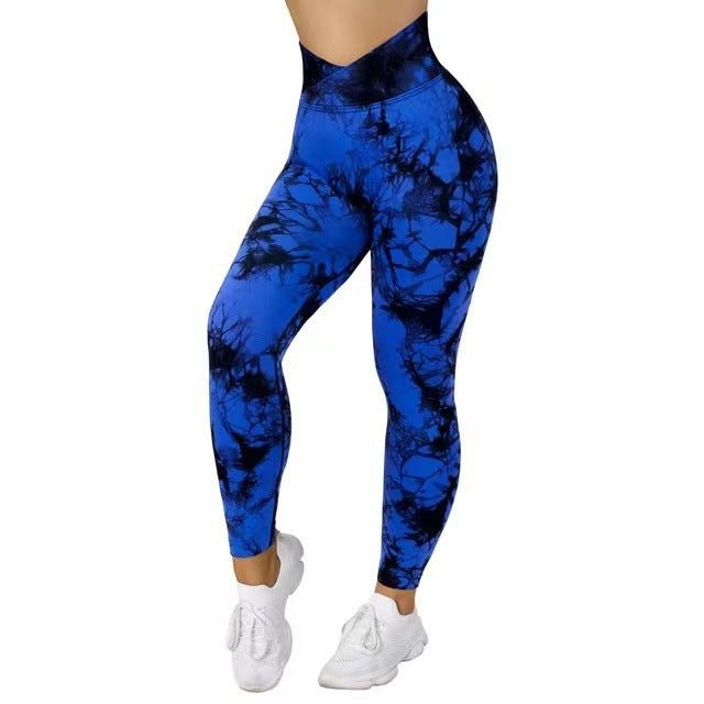 Seamless Tie-Dye Leggings Women – Push-Up Yoga Pants - @BlackWhite
