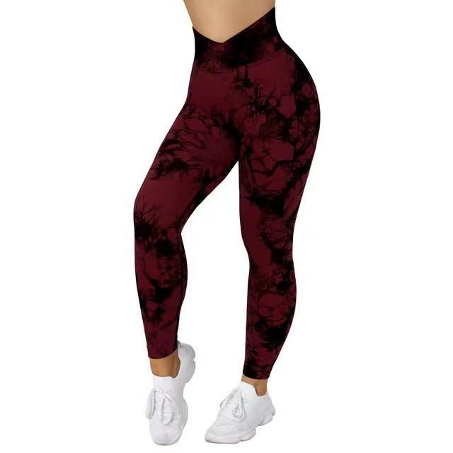 Seamless Tie-Dye Leggings Women – Push-Up Yoga Pants - @BlackWhite