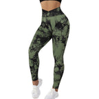 Seamless Tie-Dye Leggings Women – Push-Up Yoga Pants - @BlackWhite