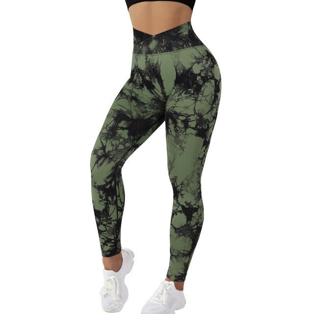Seamless Tie-Dye Leggings Women – Push-Up Yoga Pants - @BlackWhite