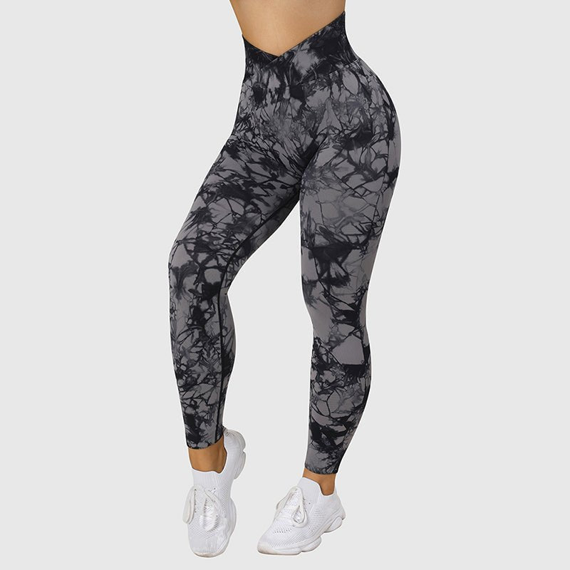Seamless Tie-Dye Leggings Women – Push-Up Yoga Pants - @BlackWhite