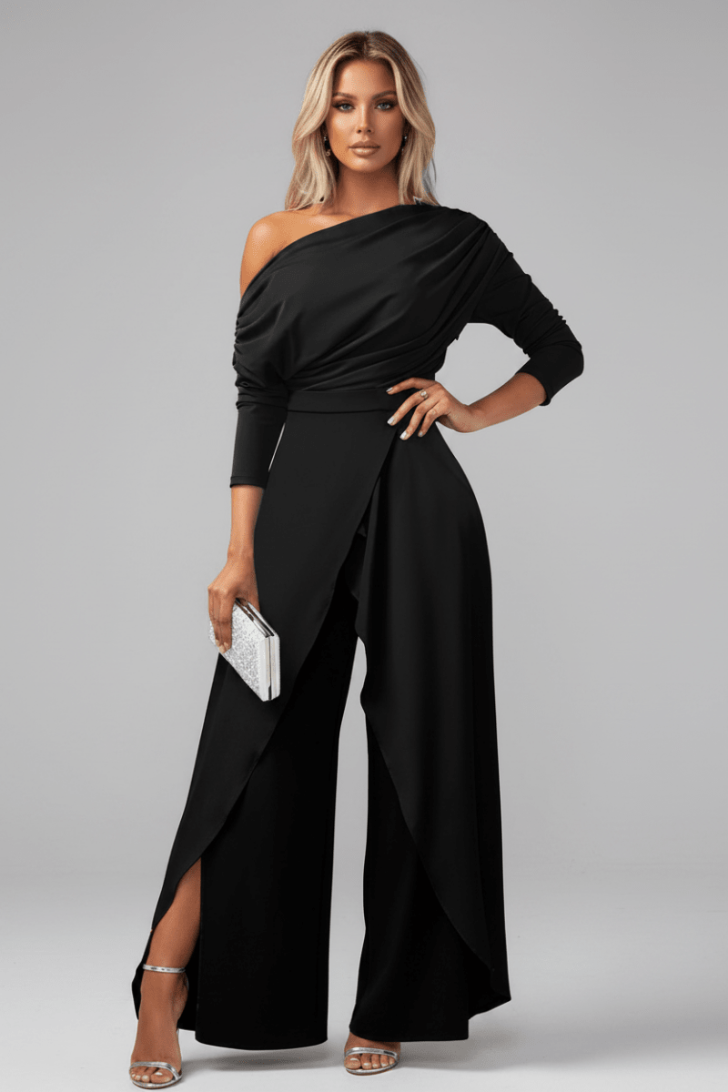 Sexy Party Jumpsuit – Black Long Sleeve One-Piece - @BlackWhite
