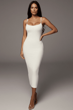 Sexy Slim Midi Dress with Contrast Straps | Black & White - @BlackWhite