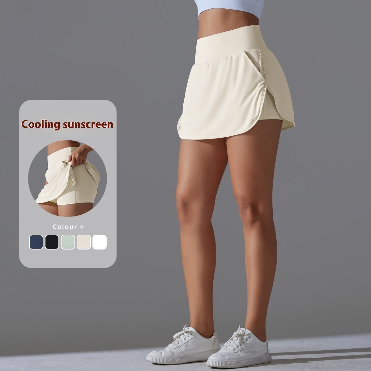 Slim Fit Nylon Sport Skirt – Sleeveless Active Wear - @BlackWhite