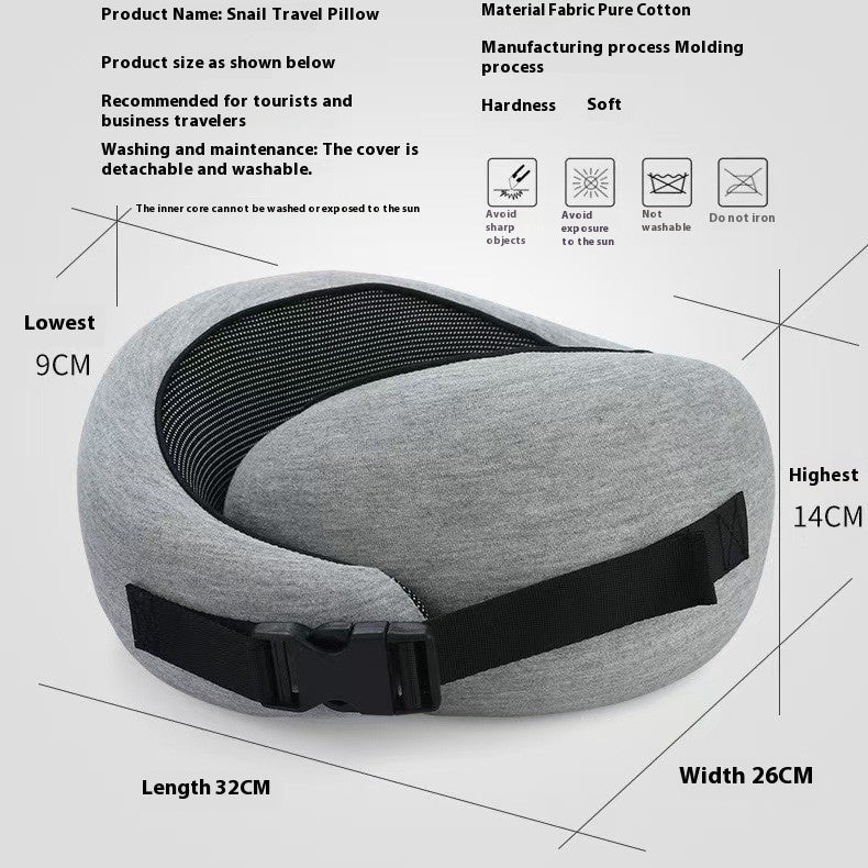 Close-up of neck pillow accessories including an adjustable strap on a white background.
