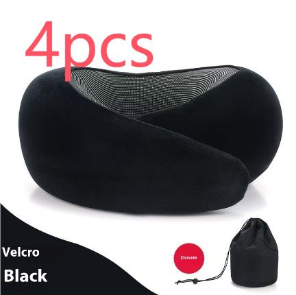 Side view of the dark gray neck pillow, emphasizing its adjustable features and memory foam.