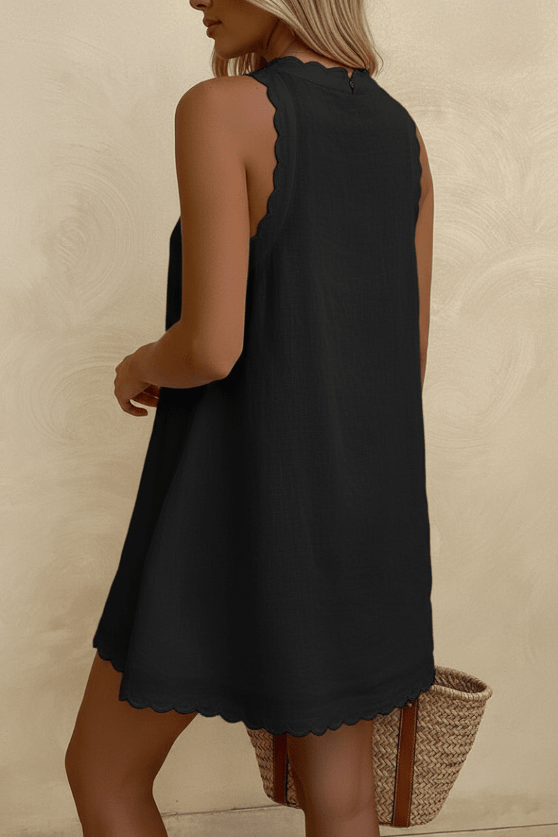 Solid Color Sleeveless Loose Women's Vest Dress - @BlackWhite