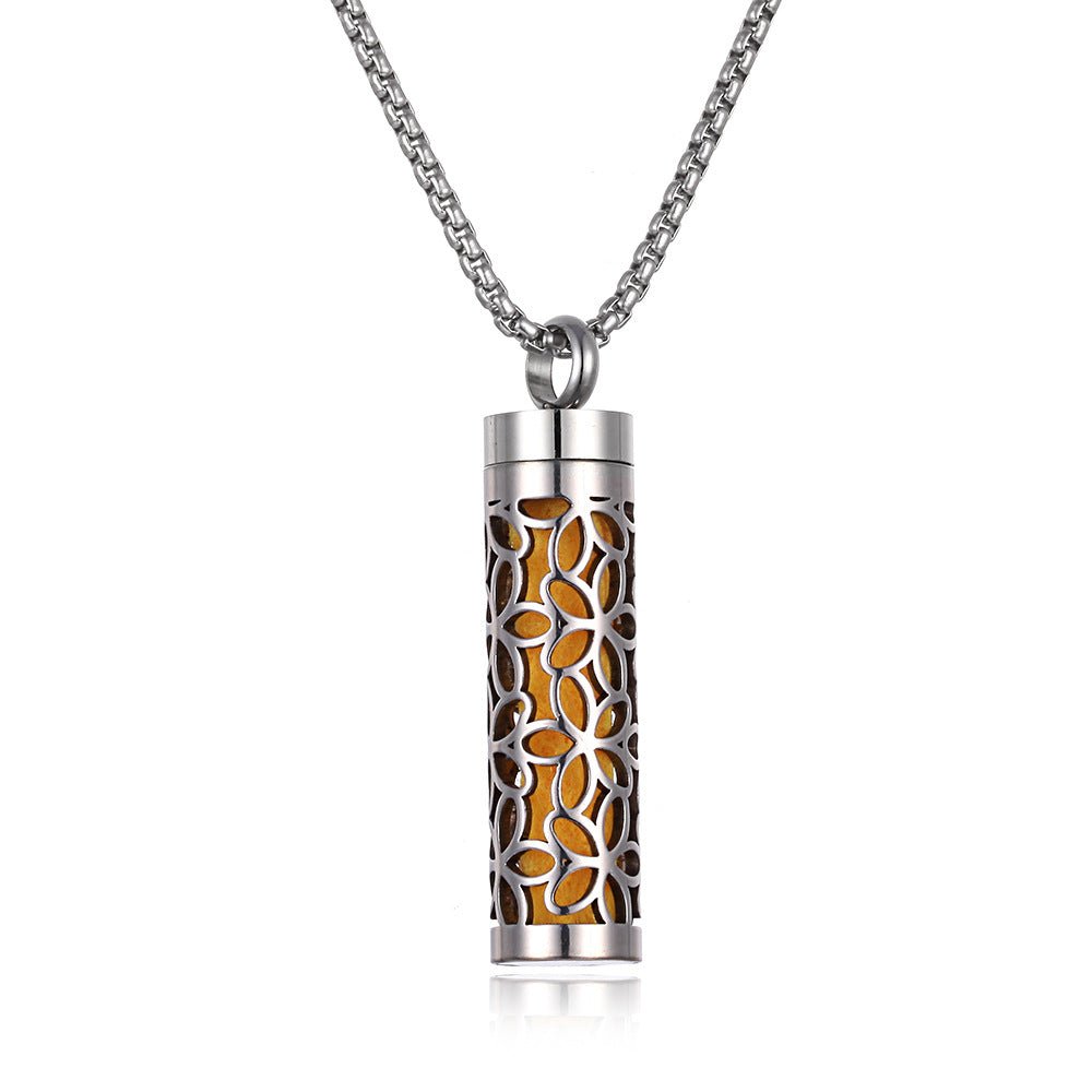 Stainless Steel Aromatherapy Pendant Bottle for Essential Oils - @BlackWhite