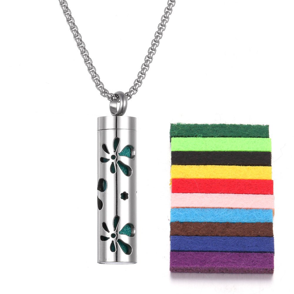 Stainless Steel Aromatherapy Pendant Bottle for Essential Oils - @BlackWhite