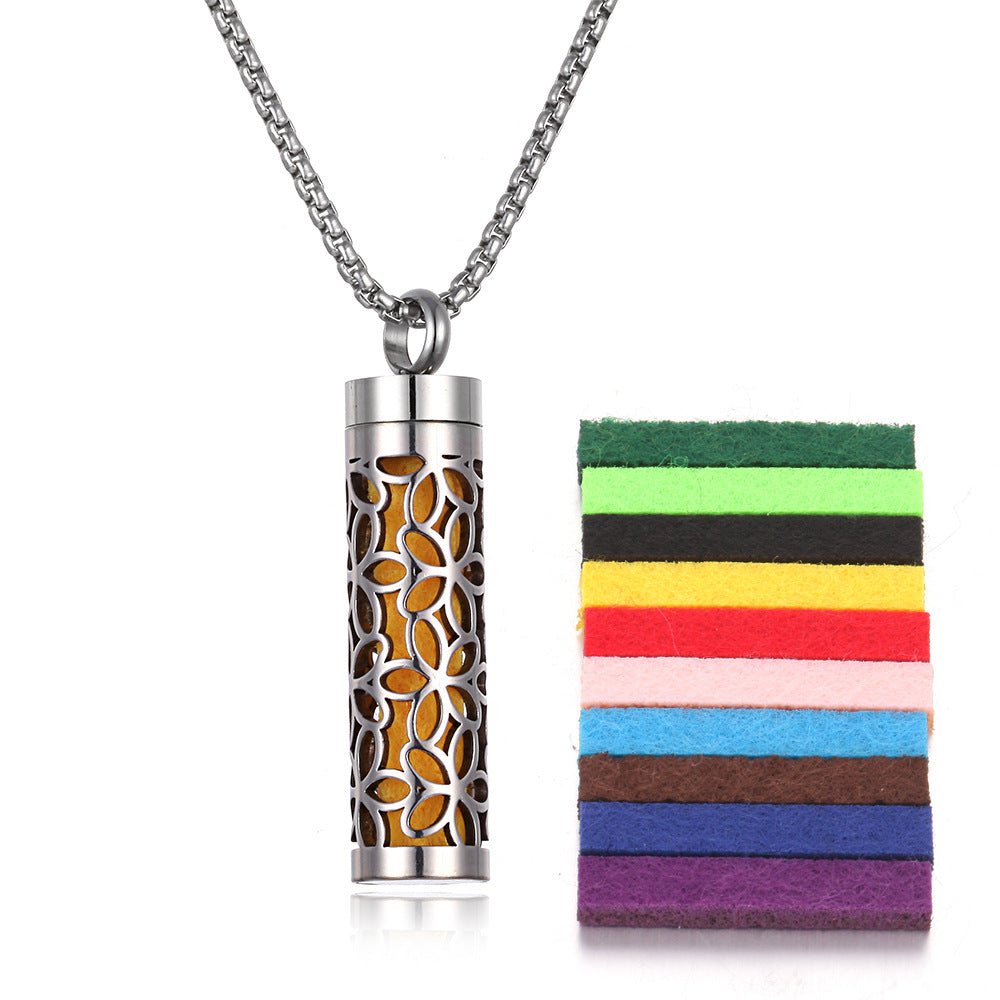 Stainless Steel Aromatherapy Pendant Bottle for Essential Oils - @BlackWhite