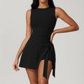 Sual Fitness Fake Two-Piece Tight Sports Dress for Women - @BlackWhite