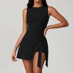 Sual Fitness Fake Two-Piece Tight Sports Dress for Women - @BlackWhite