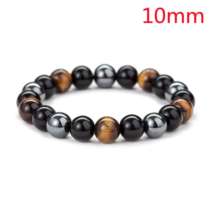 Detail shot of Tiger Eye Stone Bracelet featuring 10mm beads.