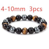 Close-up of Tiger Eye Stone Bracelet with 4-10mm beads.