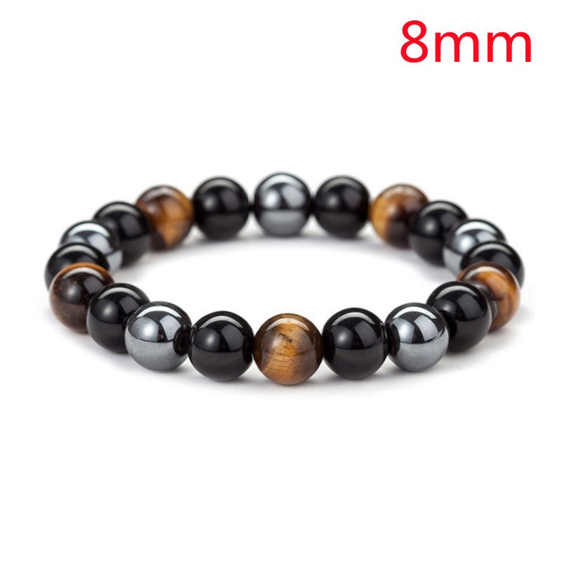 Detail view of Tiger Eye Stone Bracelet showcasing 8mm beads.