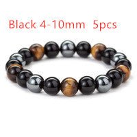 Lifestyle image of the tiger eye stone bracelet with natural stones.